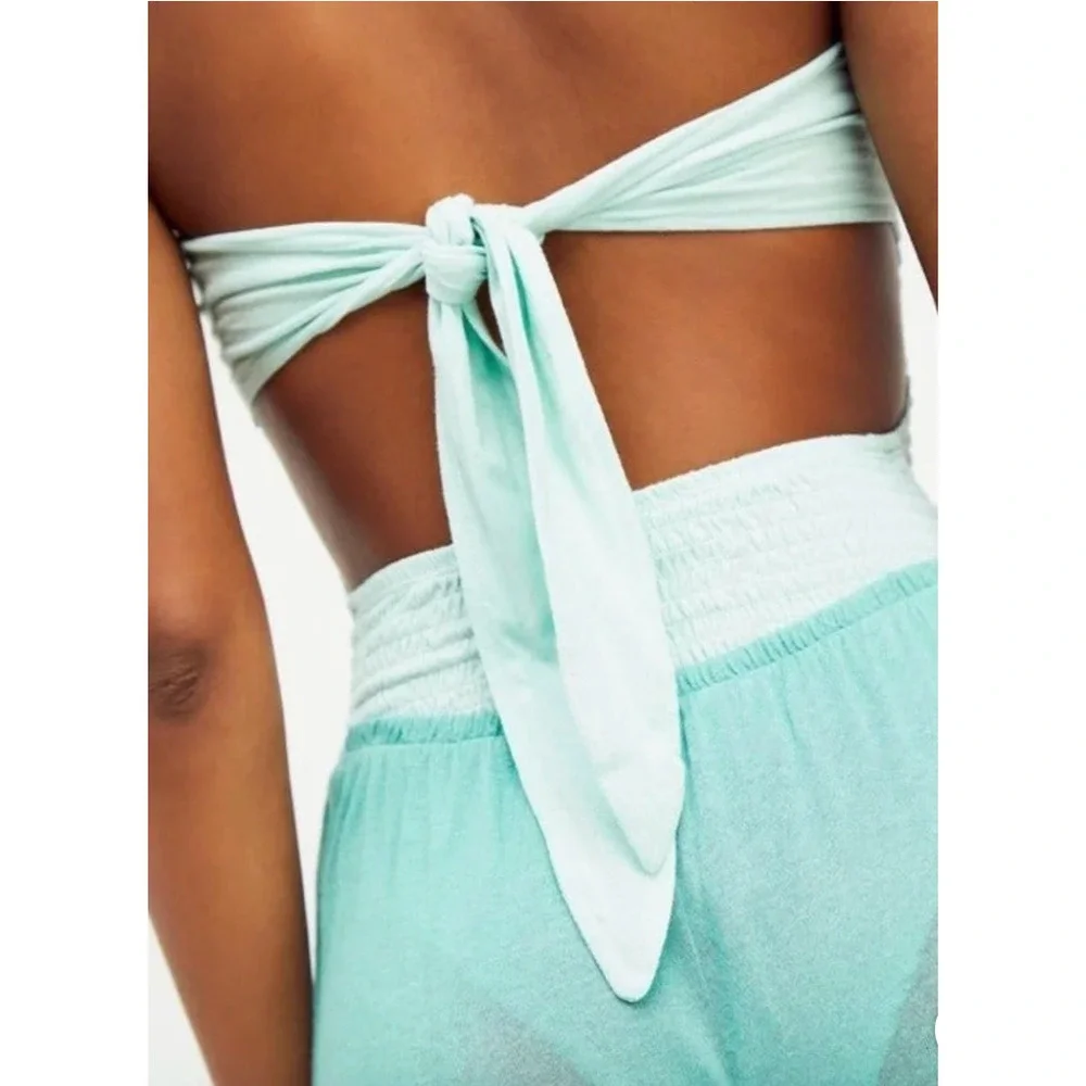 Free People Beach Chiara Mint Green Smocked Tie Back Bodysuit Only Small - Picture 5 of 7